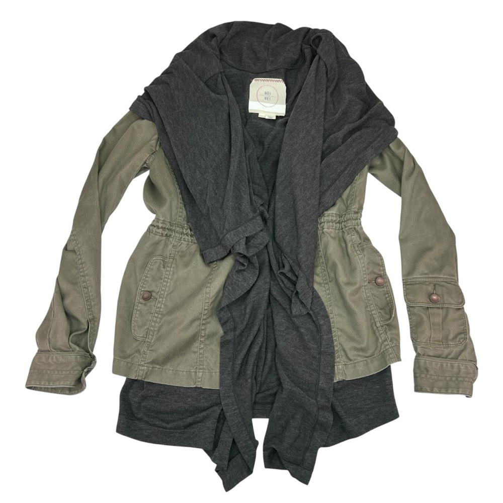 Anthropologie Hei Hei Drape Jersey Green Cargo Jacket S